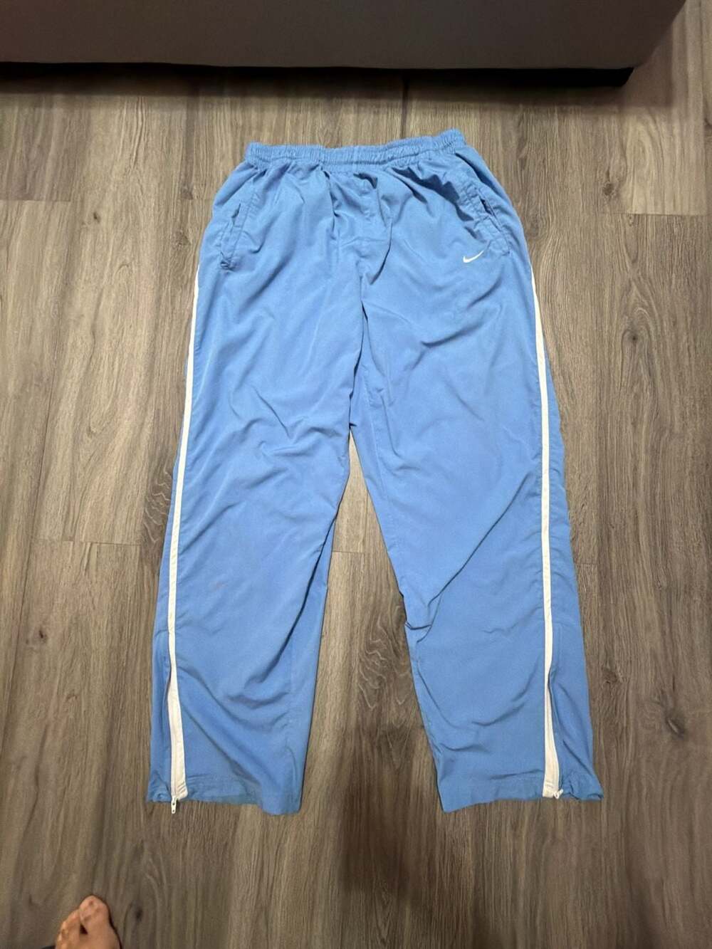 Nike FIT STORM Track Pants Light Blue White Side Stripe